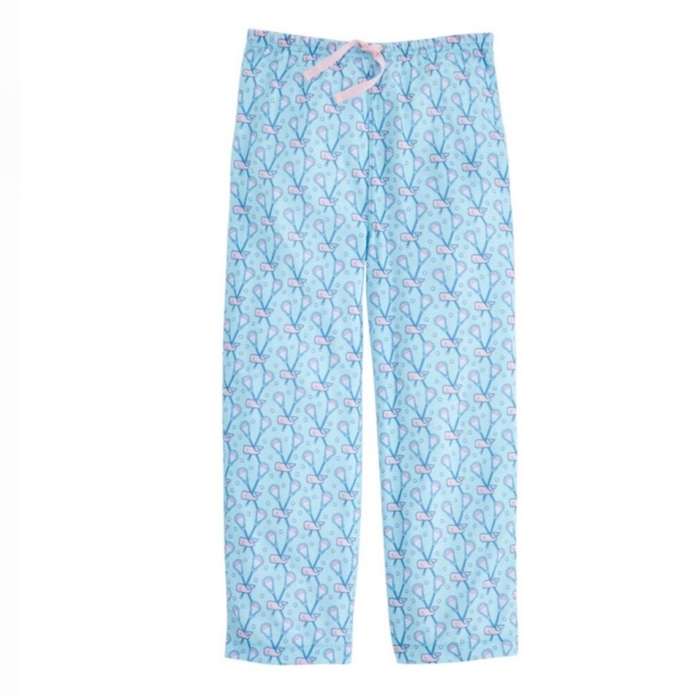 NWT Vineyard Vines Girls Blue Lounge Pants with Pink Whales Size L (14)